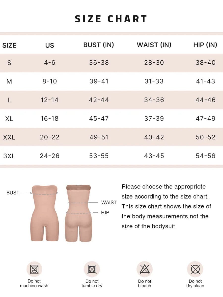 Strapless and Seamless Full Bodysuit Shapewear.